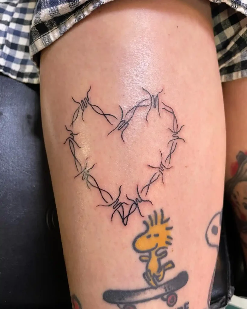 Heart Shape with Barbed Wire on Upper Thigh