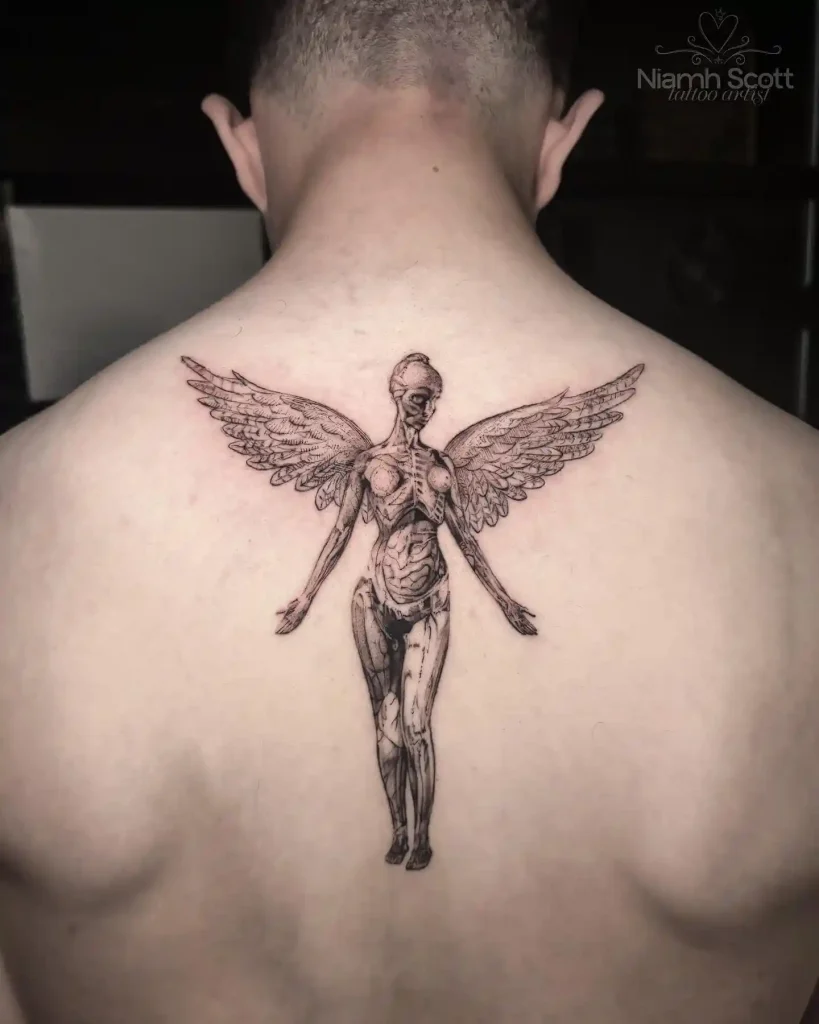 In Utero Angel on Upper Back