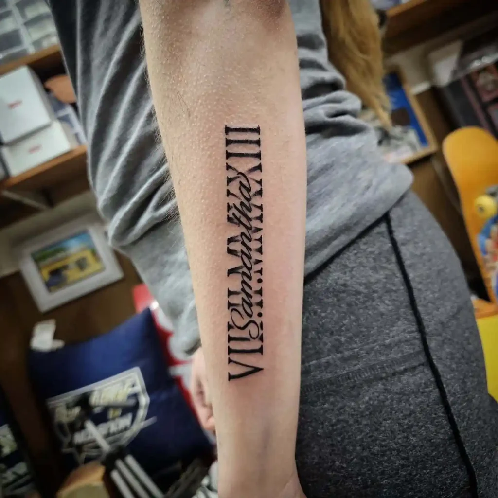 Layered Name and Date on Forearm