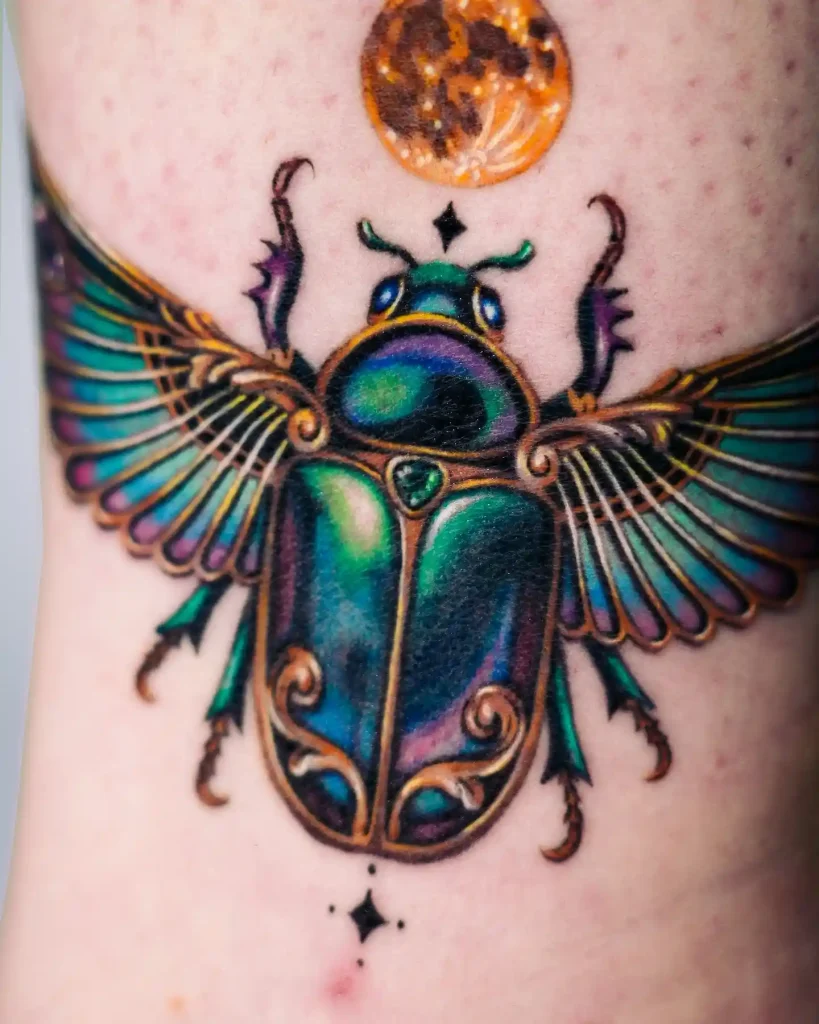 Lunar Scarab on Lower Leg
