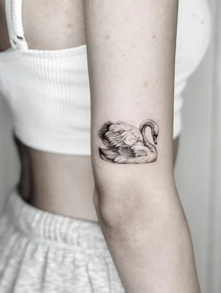 Miniature Realistic Swan on Elbow