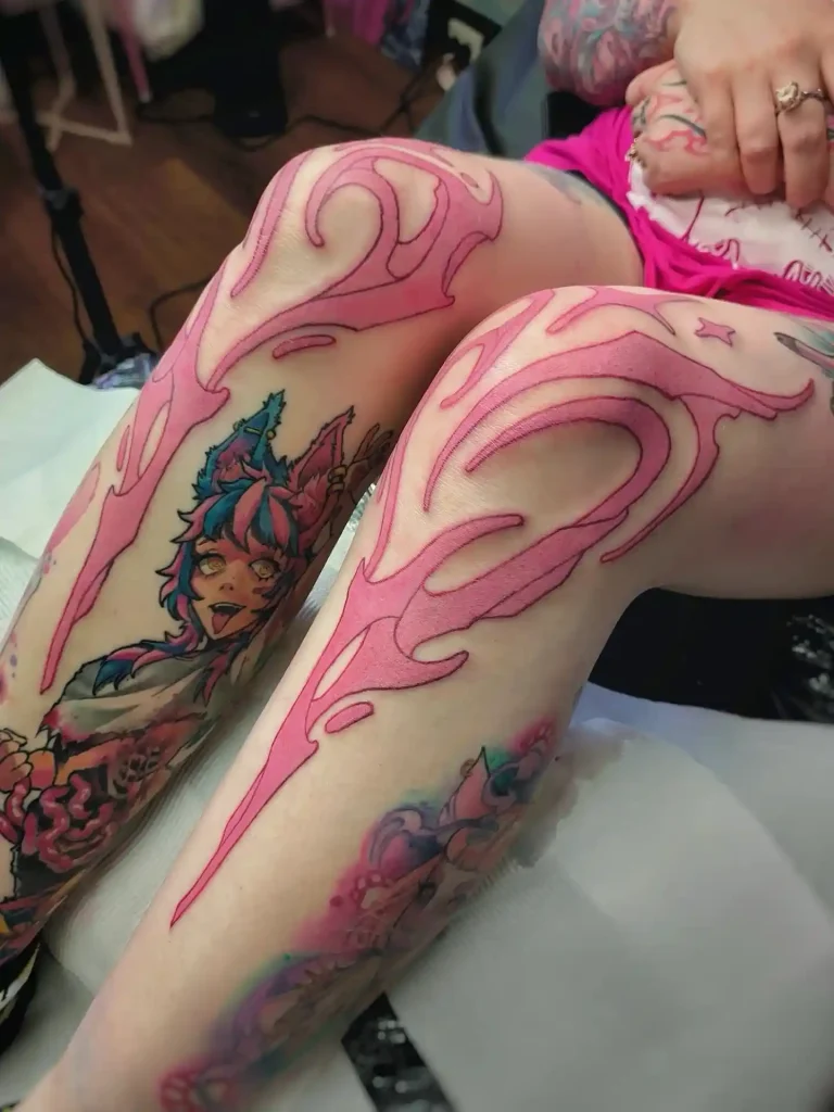 Pink Flame Abstract Design on Knee