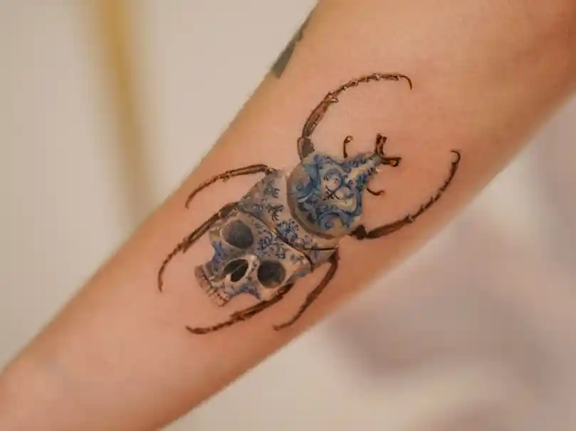 Porcelain Skull Beetle on Arm
