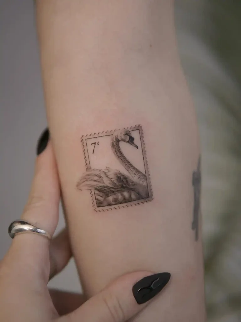Postage Stamp Swan on Forearm