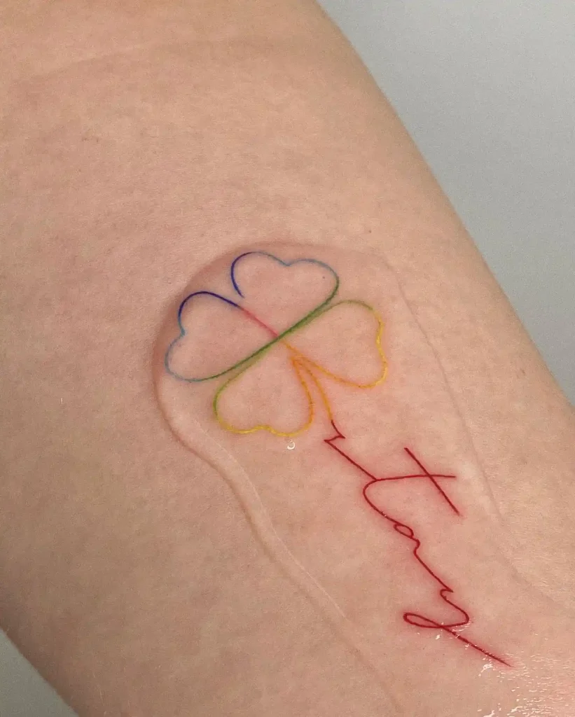 Rainbow Heart Clover with Name on Arm