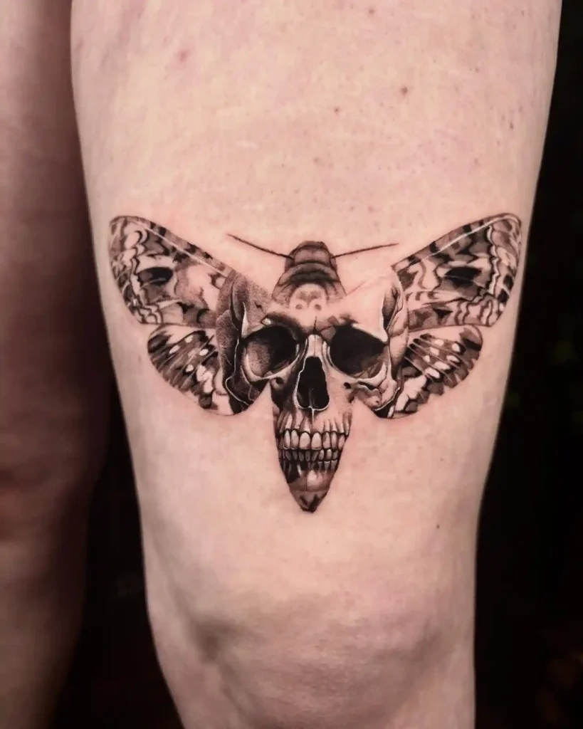 Realistic Death Head Hawkmoth on Thigh