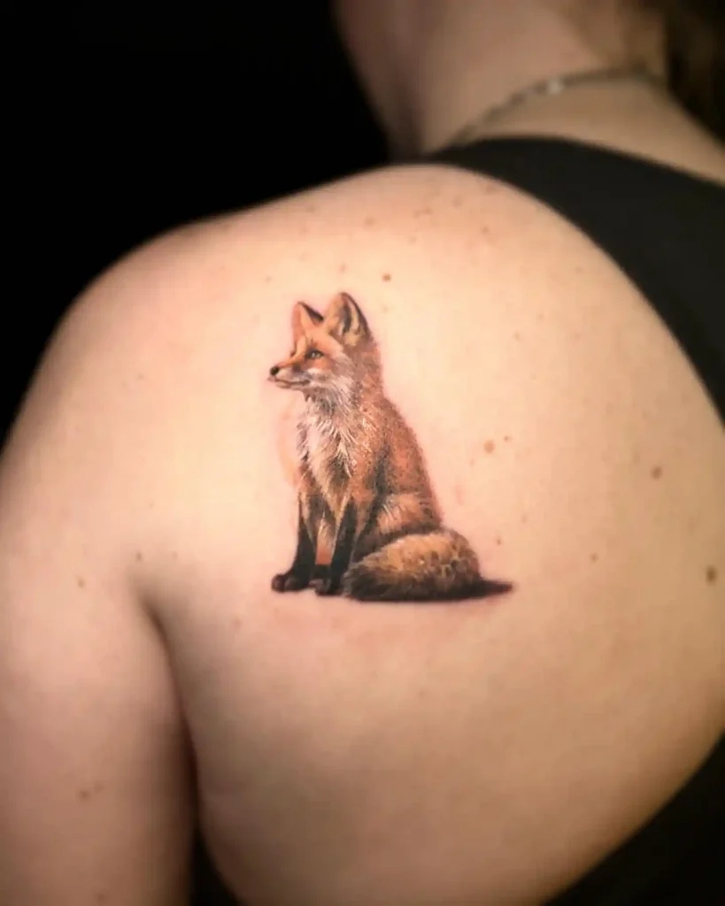 Realistic Red Fox Portrait on Shoulder