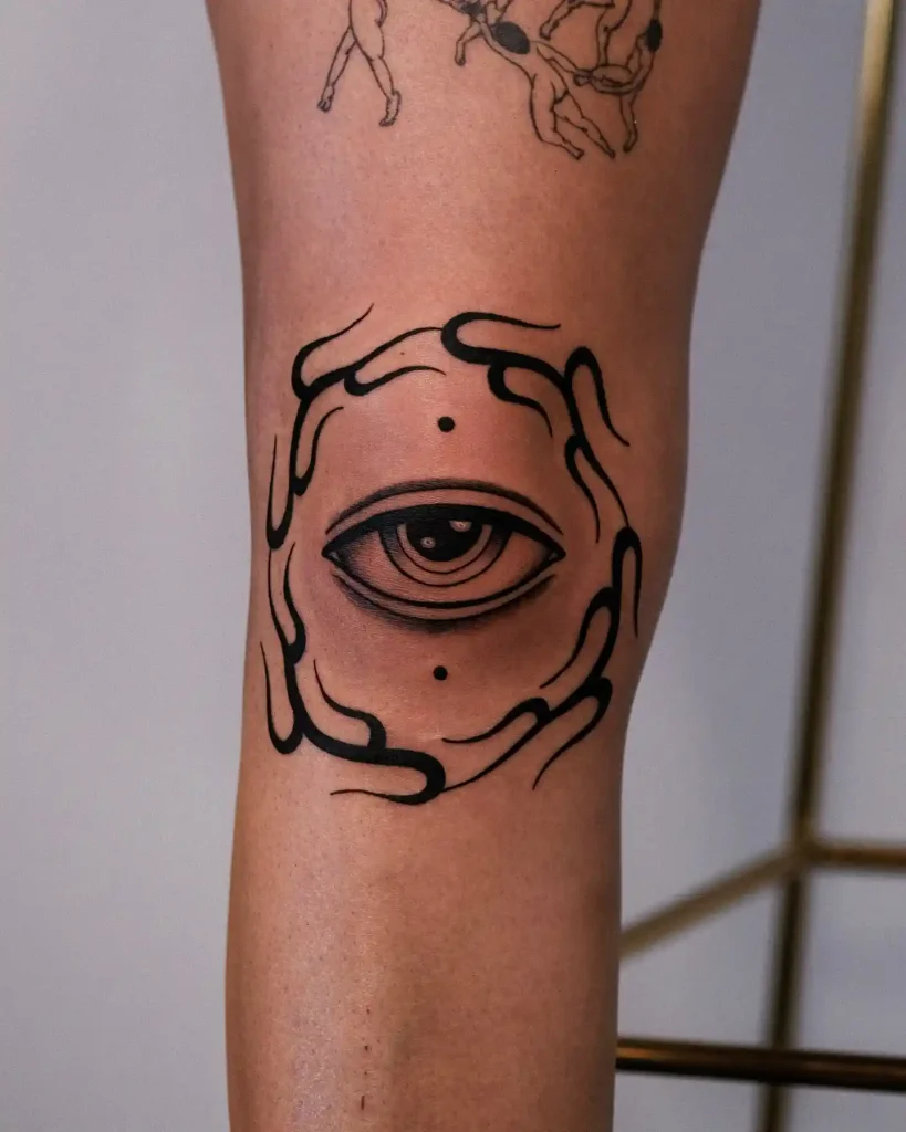 Sacred Eye with Flowing Hands on Knee
