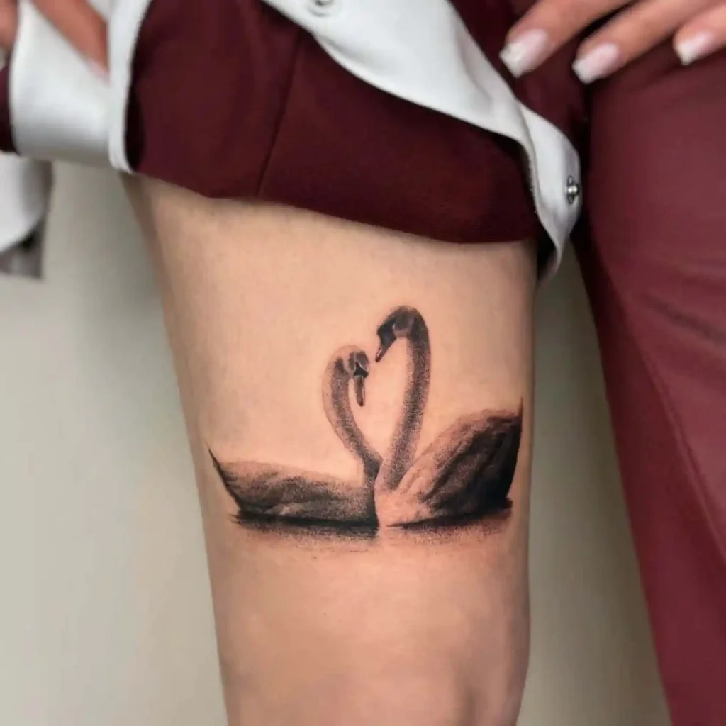 Shaded Swan Pair on Thigh