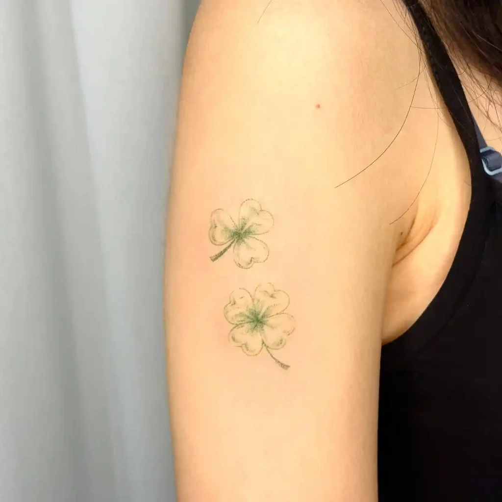 Sketch Style Twin Clovers on Upper Arm