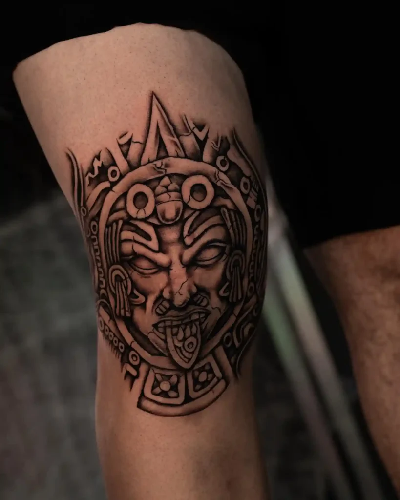 Stone Mask Warrior Design on Knee