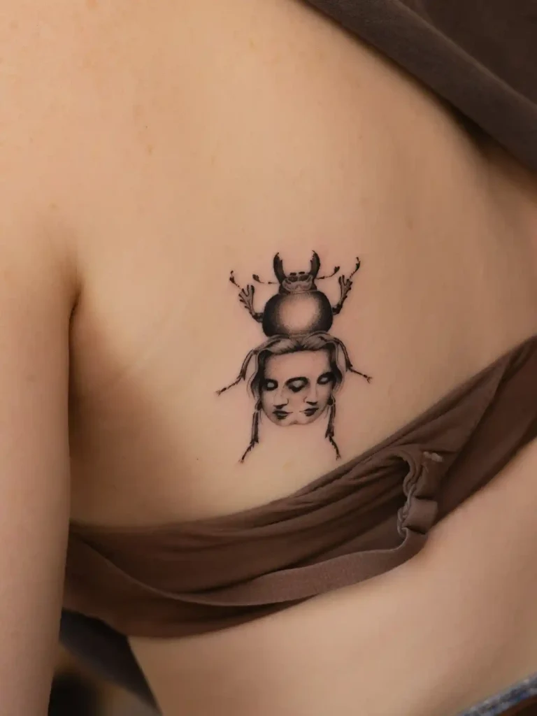 Surreal Face Beetle on Back