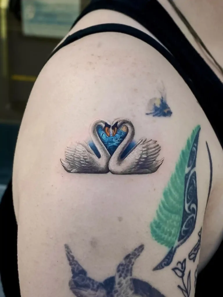 Swans with Van Gogh Starry Night on Shoulder