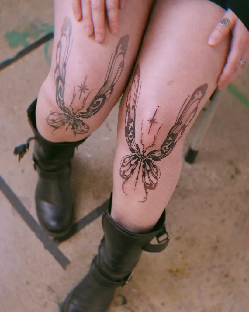 Symmetrical Butterfly Wing Designs on Knees