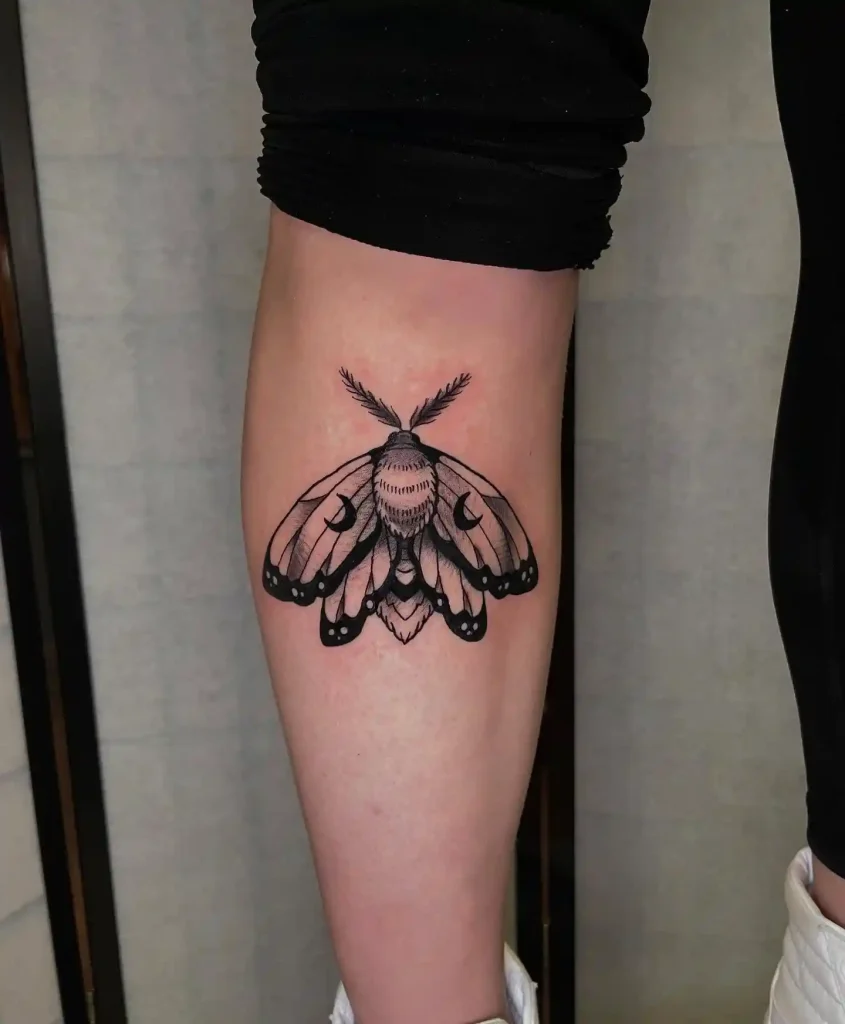 Symmetrical Moth with Moon Accents on Calf