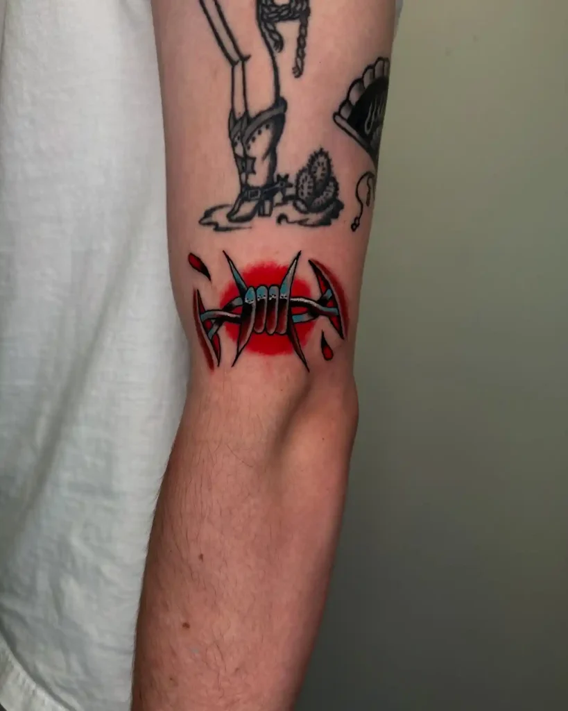 Traditional Barbed Wire Knot on Elbow