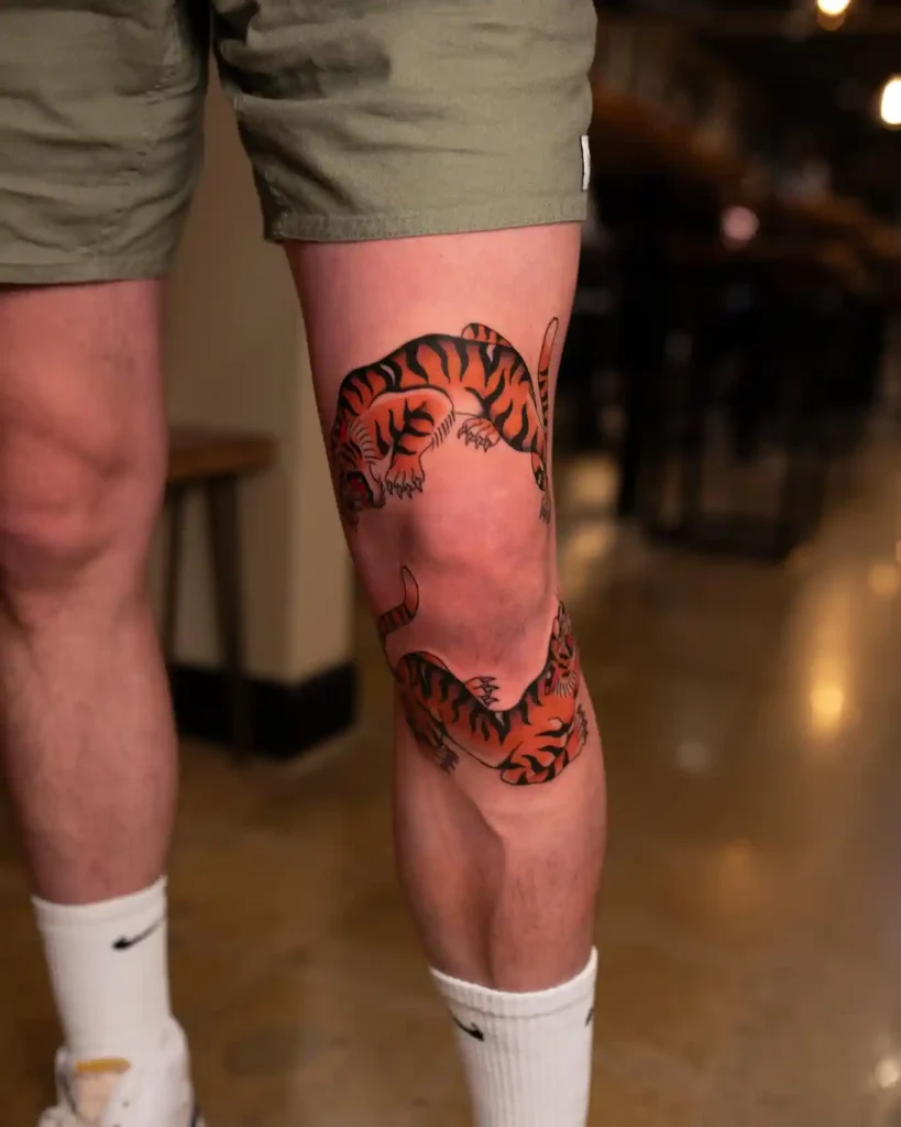Traditional Crawling Tiger on Knee