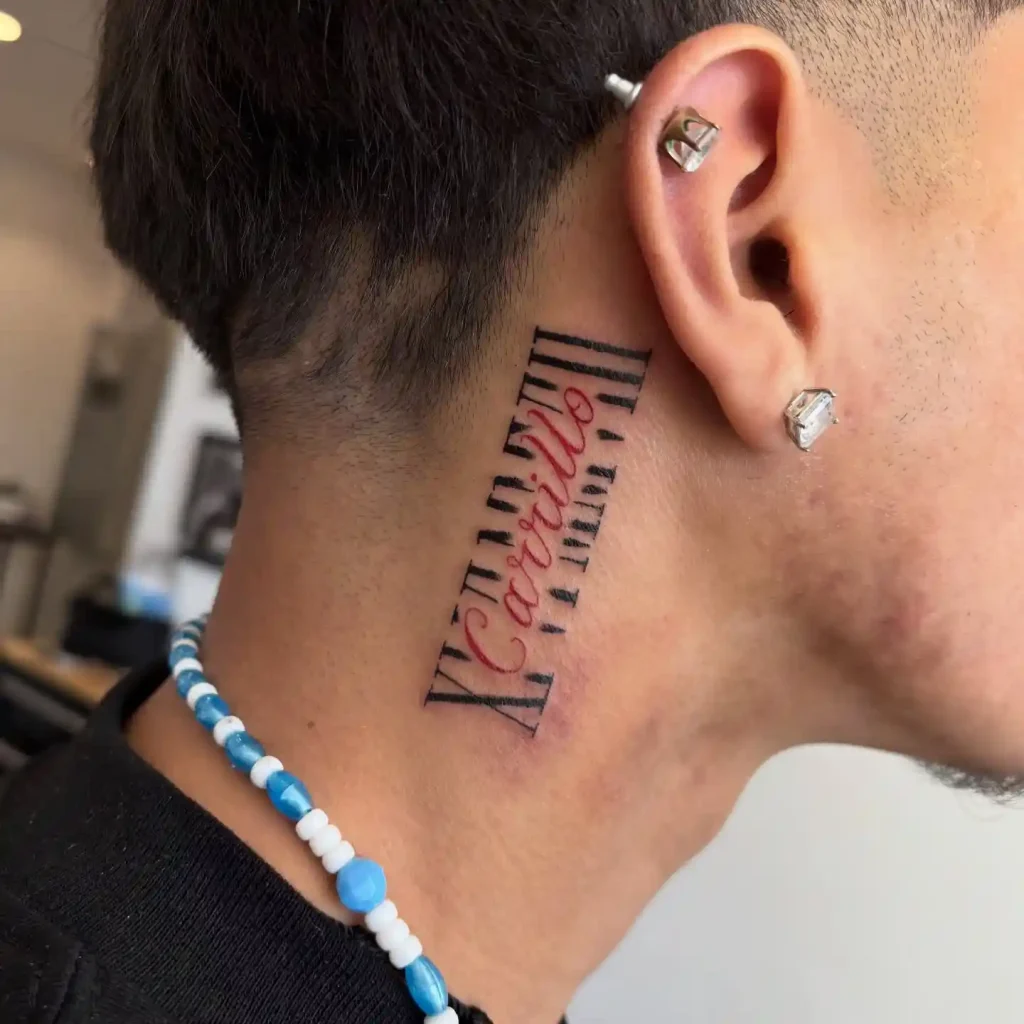 Two-Tone Name on Neck