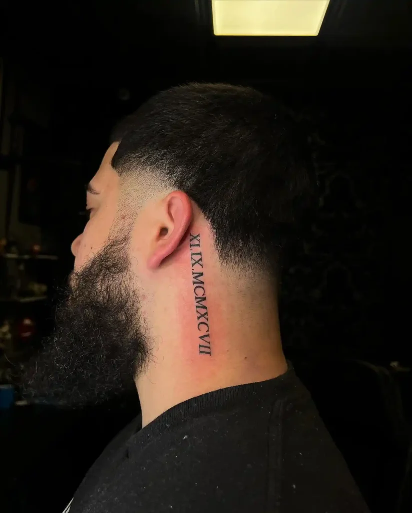 Vertical Neck Date Behind Ear