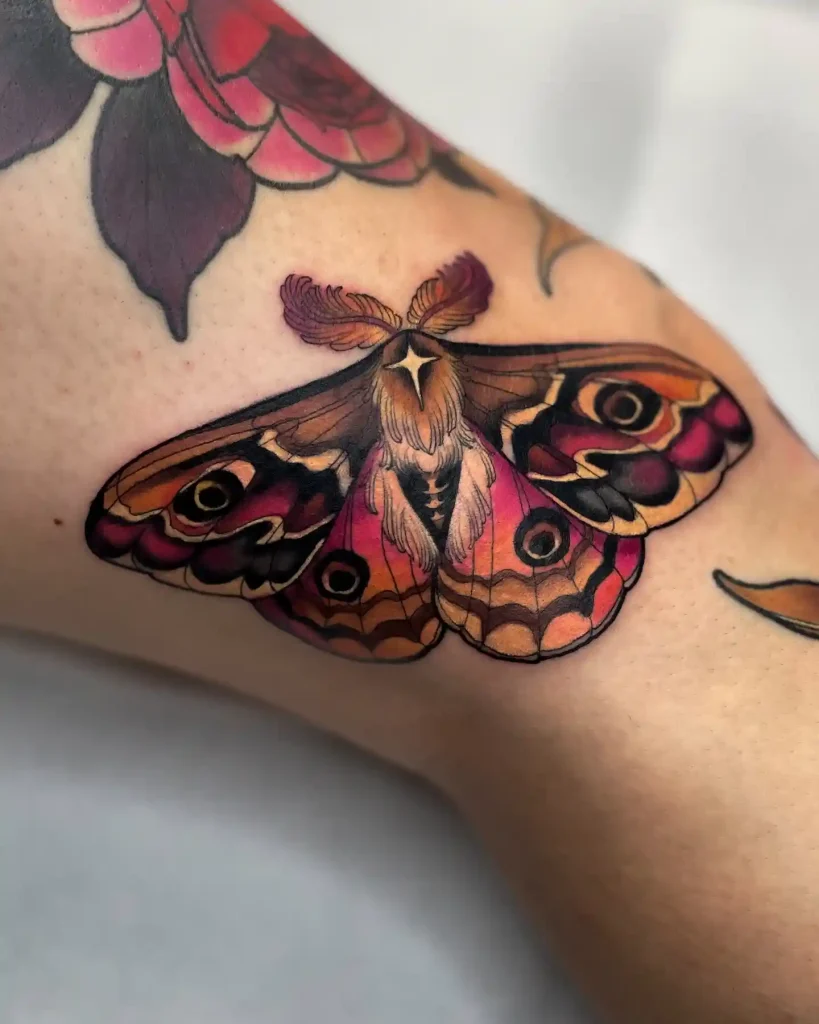 Vibrant Realistic Cecropia Moth on Forearm
