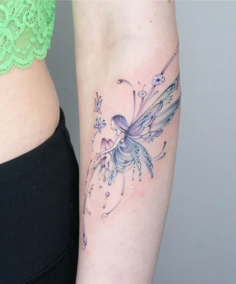 Watercolor Fairy Tattoo with Ethereal Movement