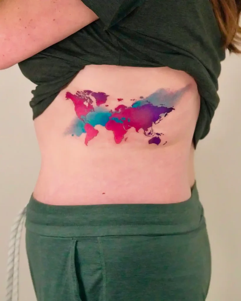 Watercolor World Map Splash on Ribs