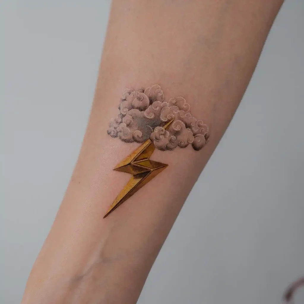 3D Golden Bolt and Cloud on Forearm