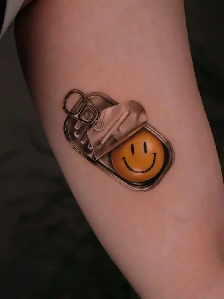 Canned Happiness Realism on Inner Forearm