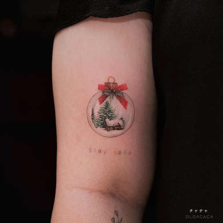 Christmas Ornament Snow Globe Tattoo