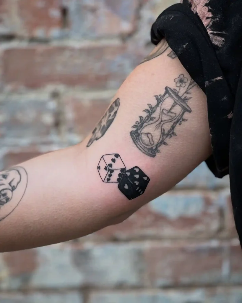 Contrast Heart Pips Dice on Inner Arm