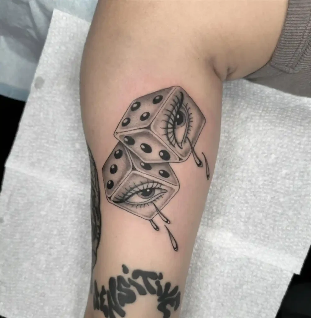 Crying Eye Dice on Inner Arm