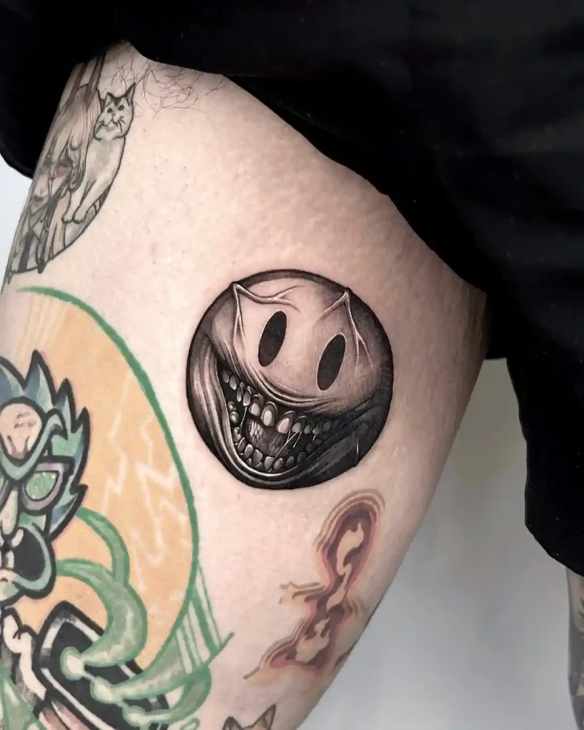 Dark Surreal Horror Smile on Thigh