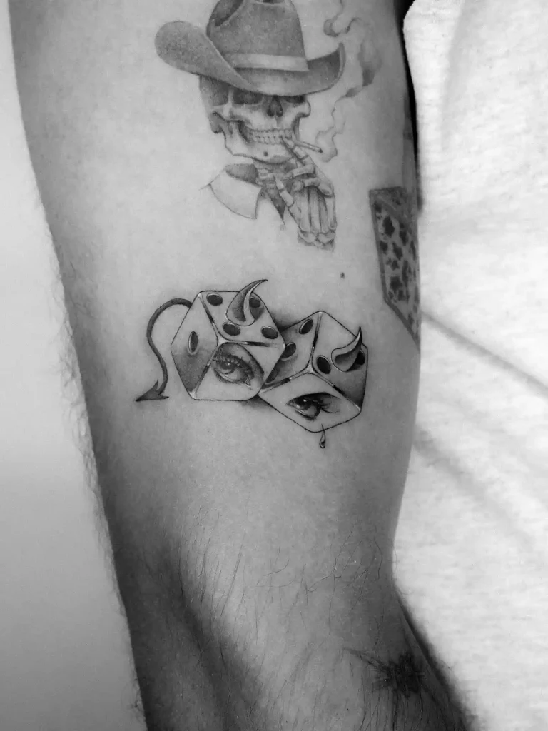 Devilish Eyes Dice on Forearm