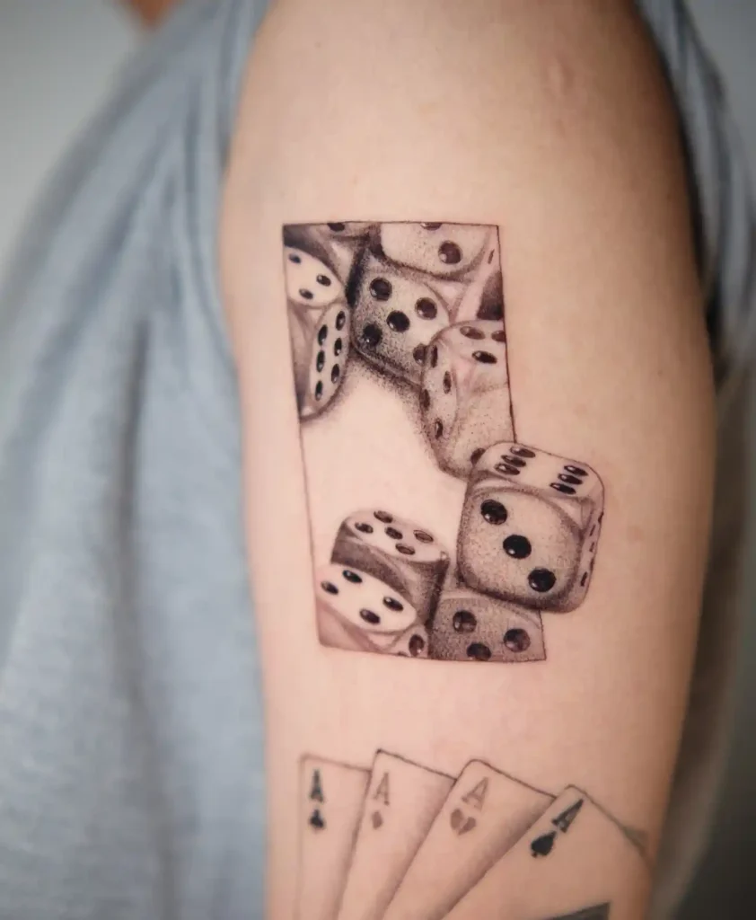 Dice Collection in Frame on Upper Arm