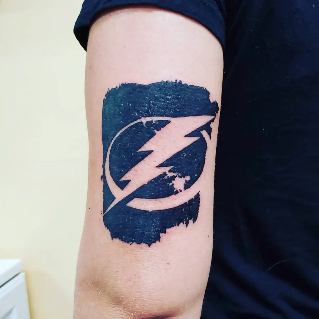 Distressed High-Voltage Logo on Tricep