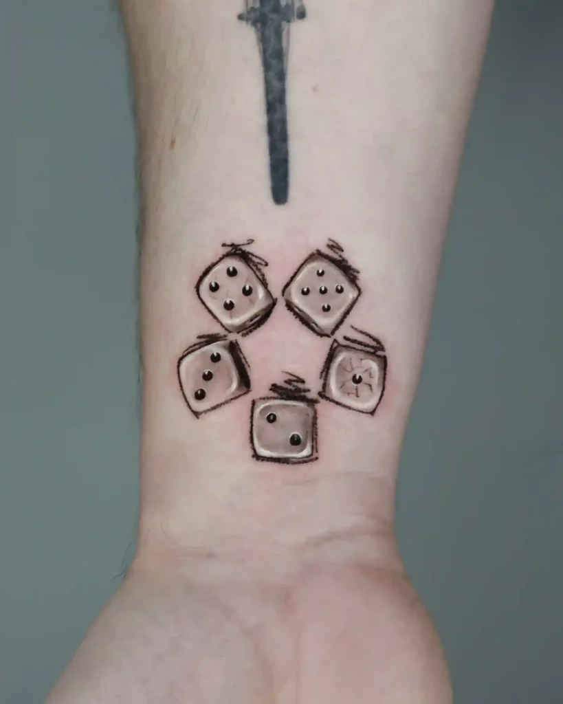 Five Dice Star Pattern on Wrist