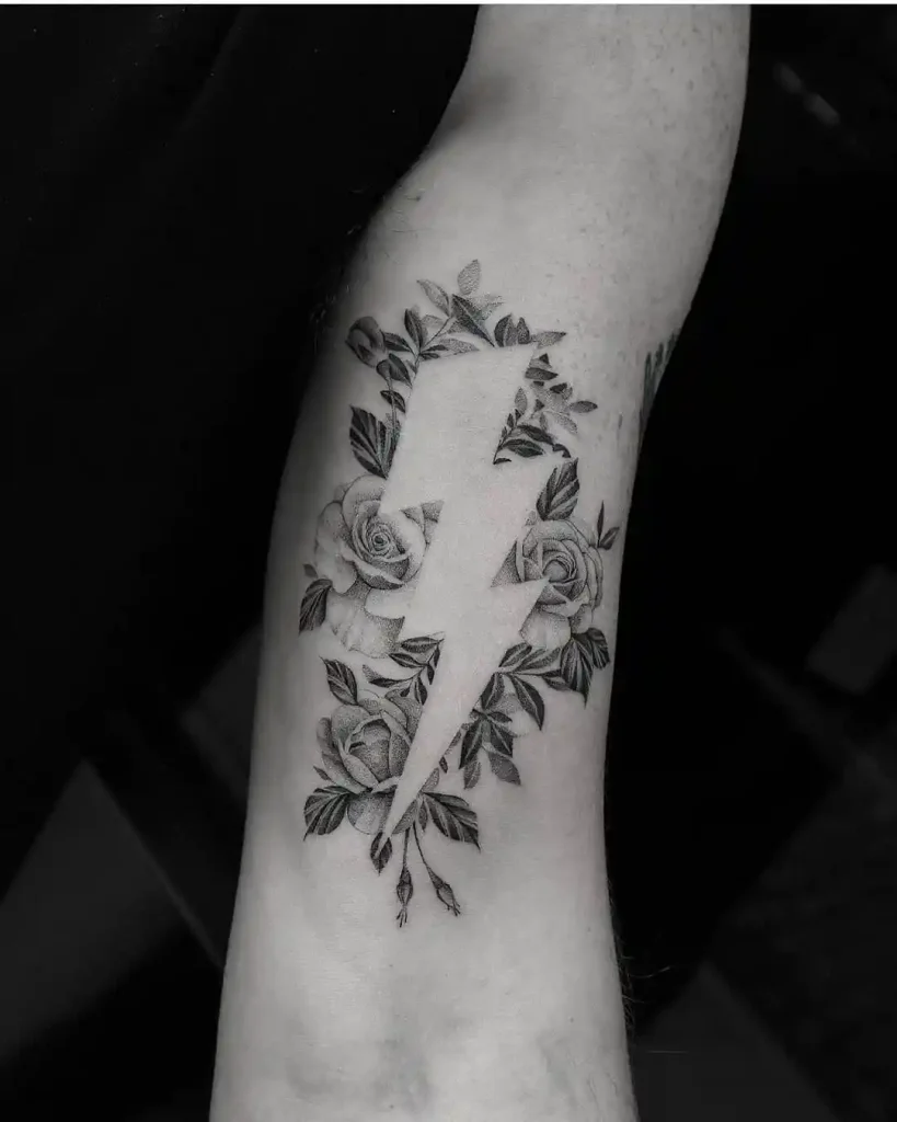 Ghostly Floral Silhouette Bolt on Forearm