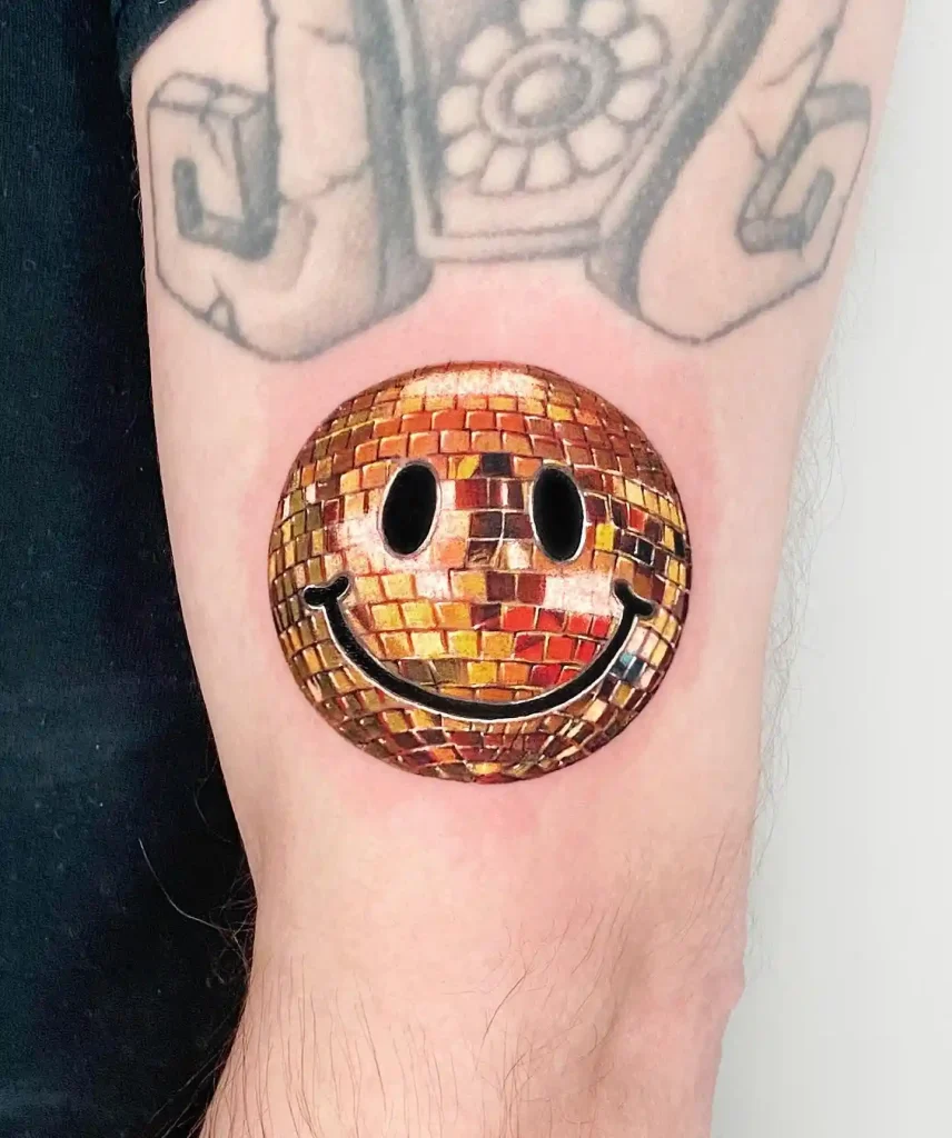 Golden Disco Ball Smile on Upper Arm