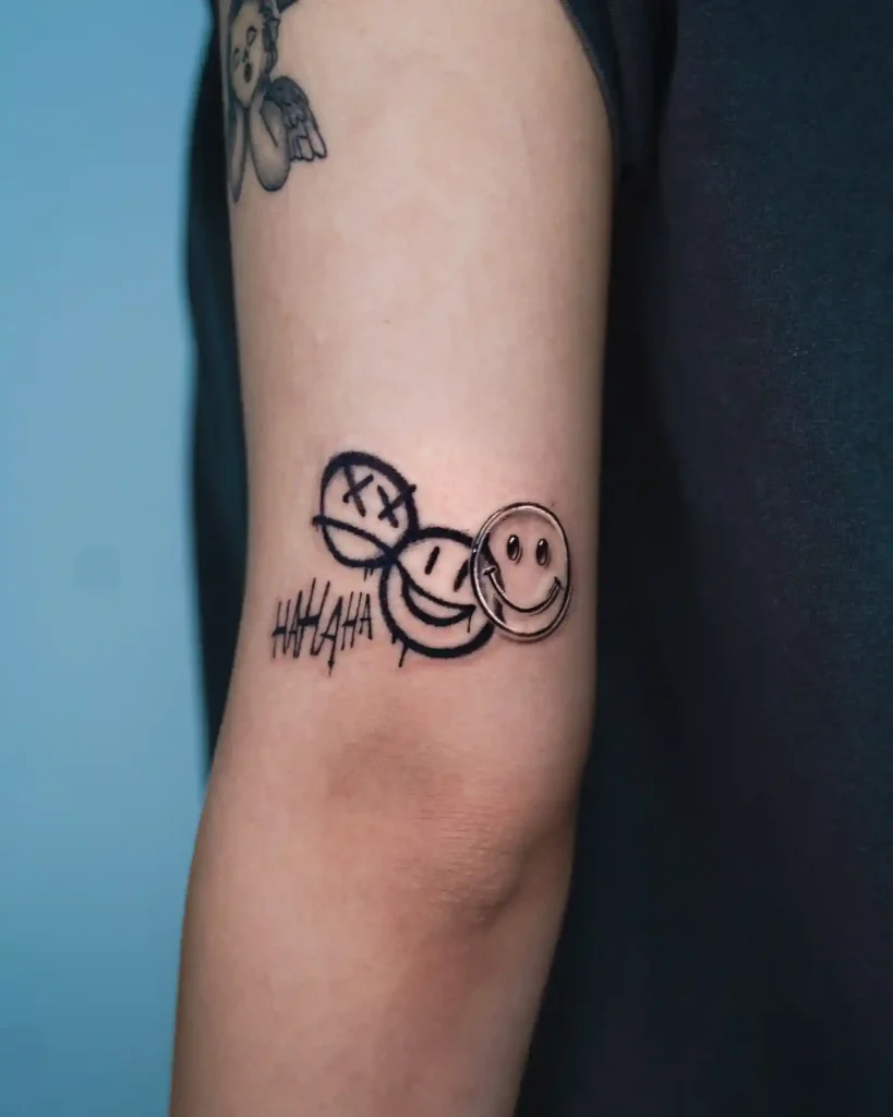 Gritty Graffiti Triple Smile on Back of Arm