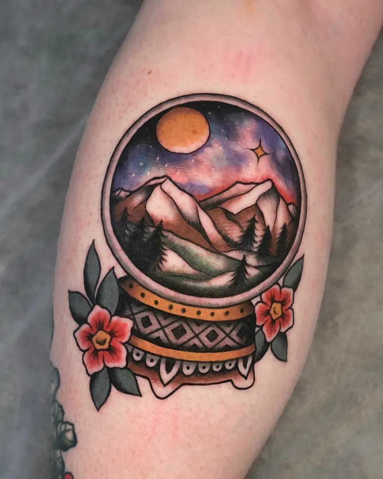 Landscape Snow Globe Tattoo