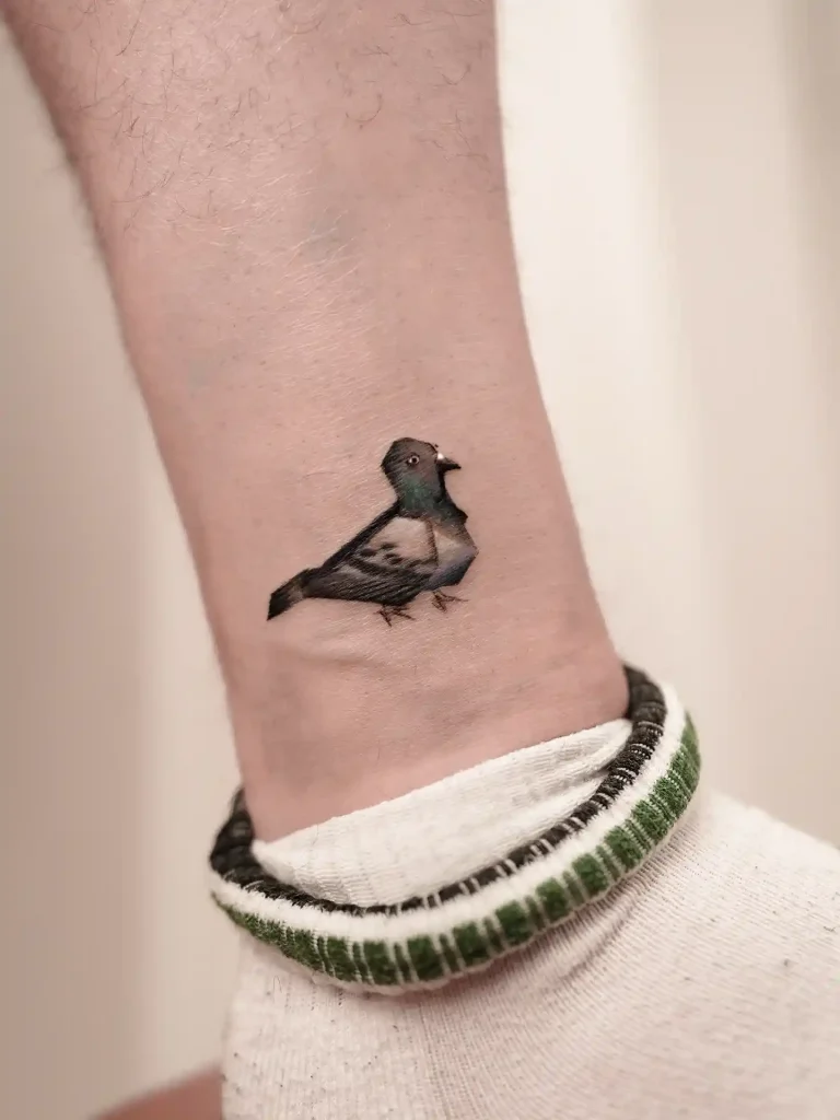 Micro Realistic Pigeon on Ankle