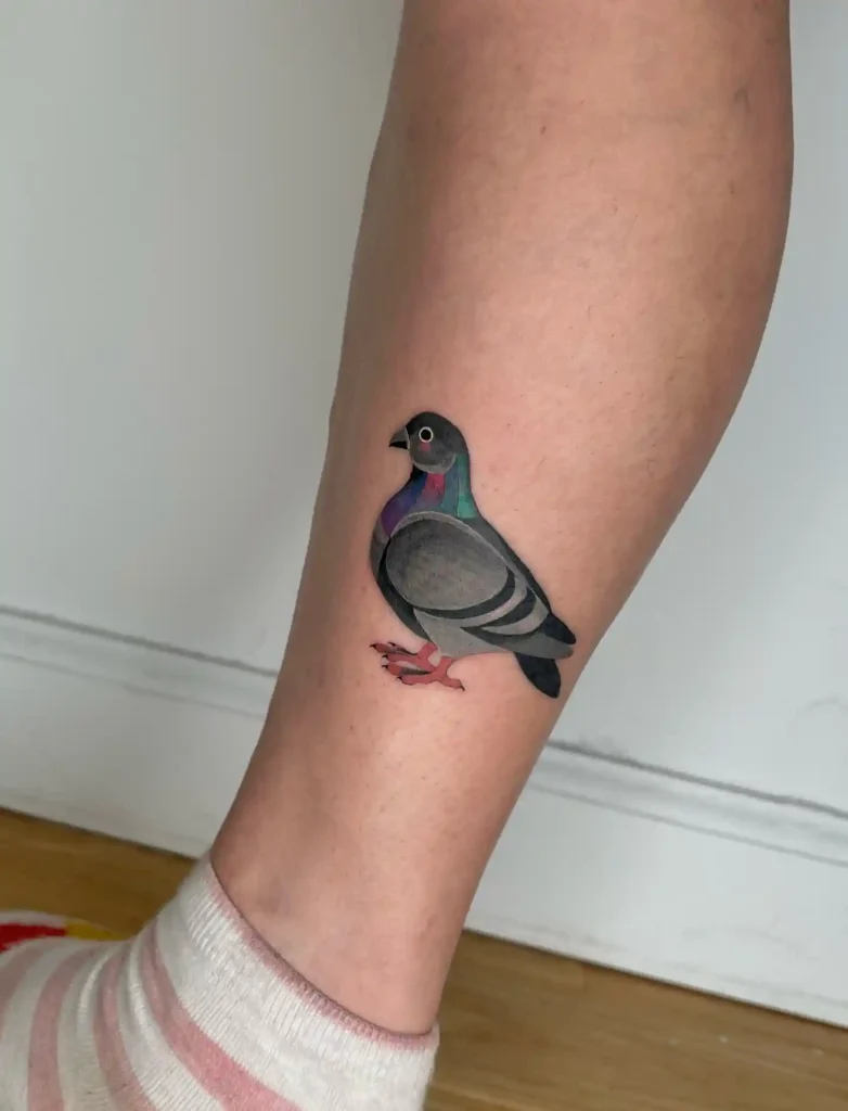 Minimalist Color Pop Pigeon on Ankle