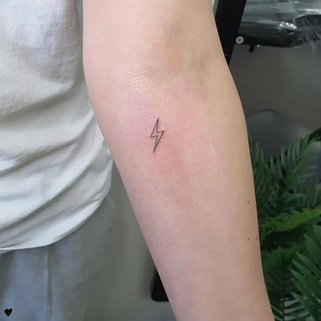 Minimalist Fine Line Bolt on Inner Forearm