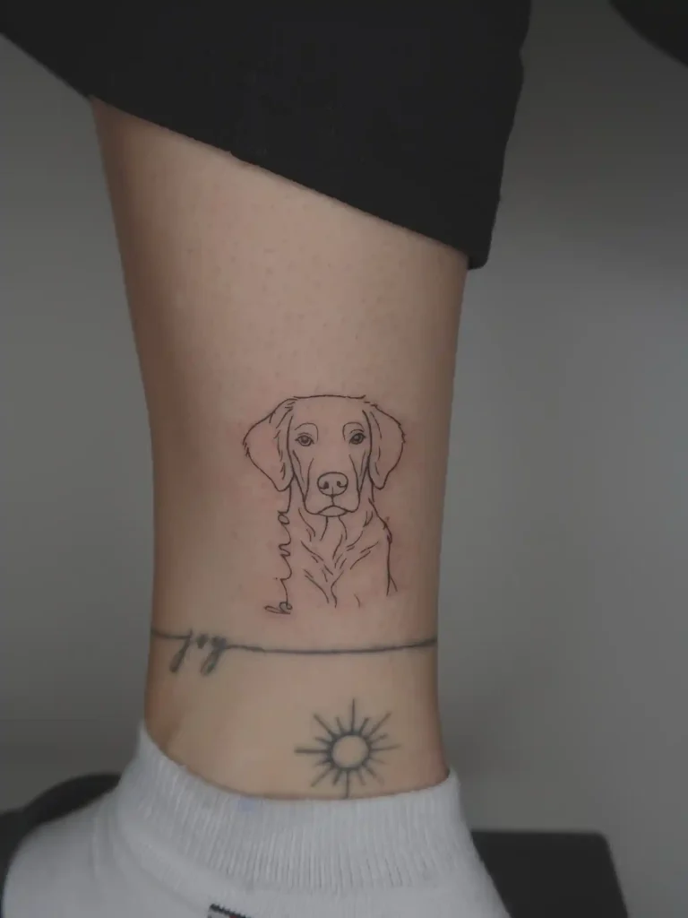 Minimalist Fine Line Dog Outline on Ankle