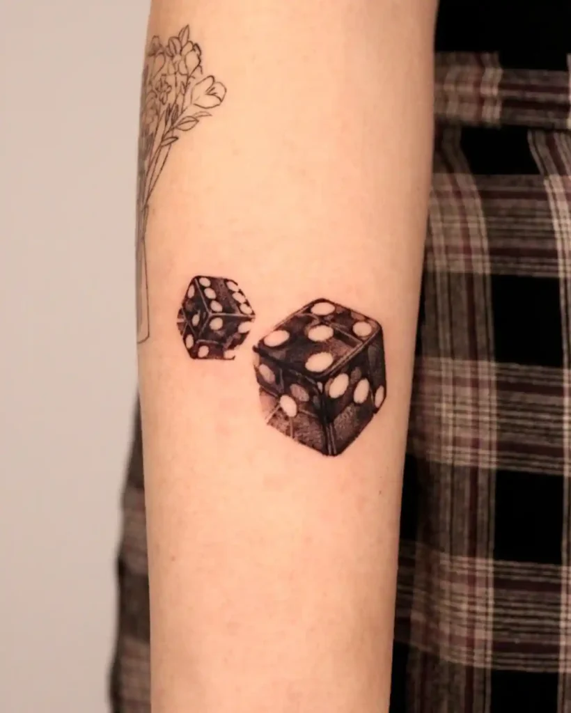 Minimalist Linework Dice on Forearm