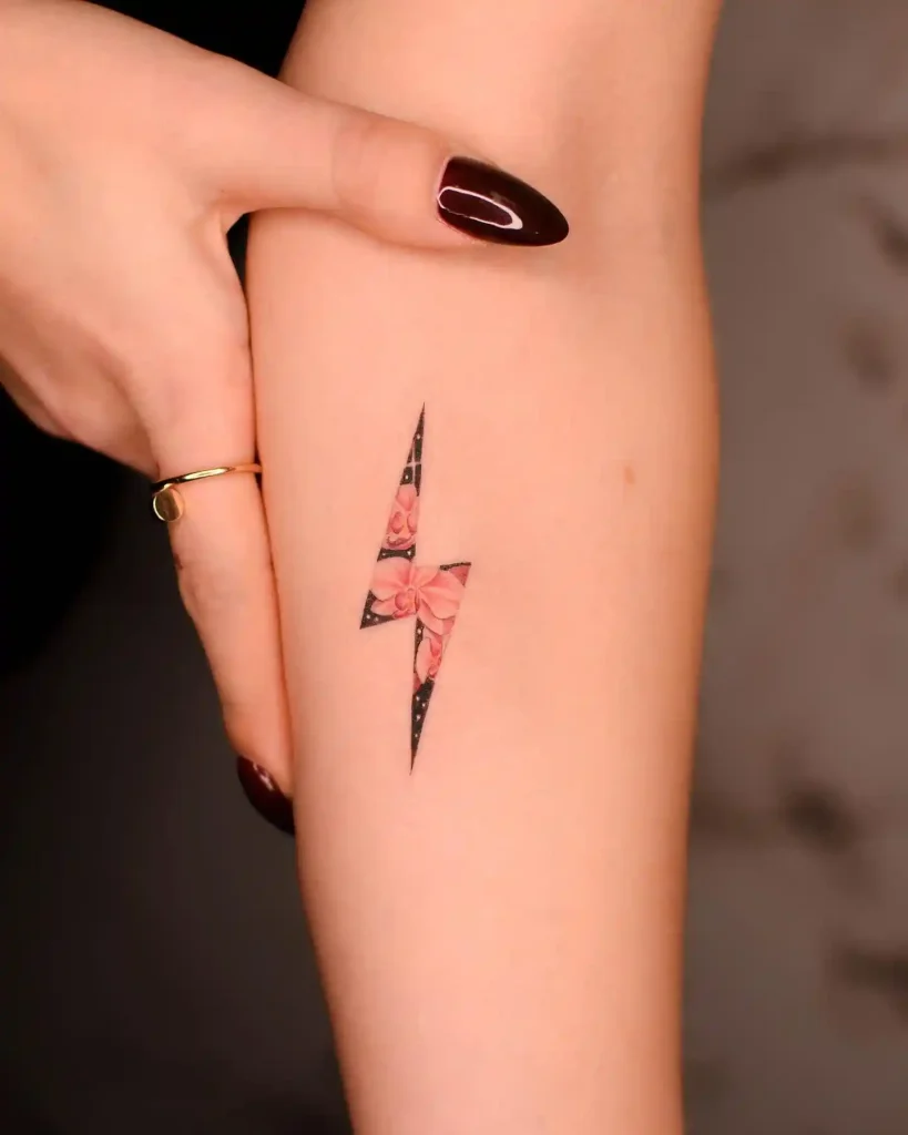 Pink Floral Meadow Bolt on Forearm