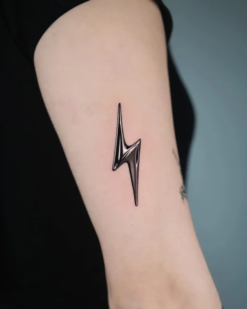 Polished Obsidian Liquid Bolt on Forearm