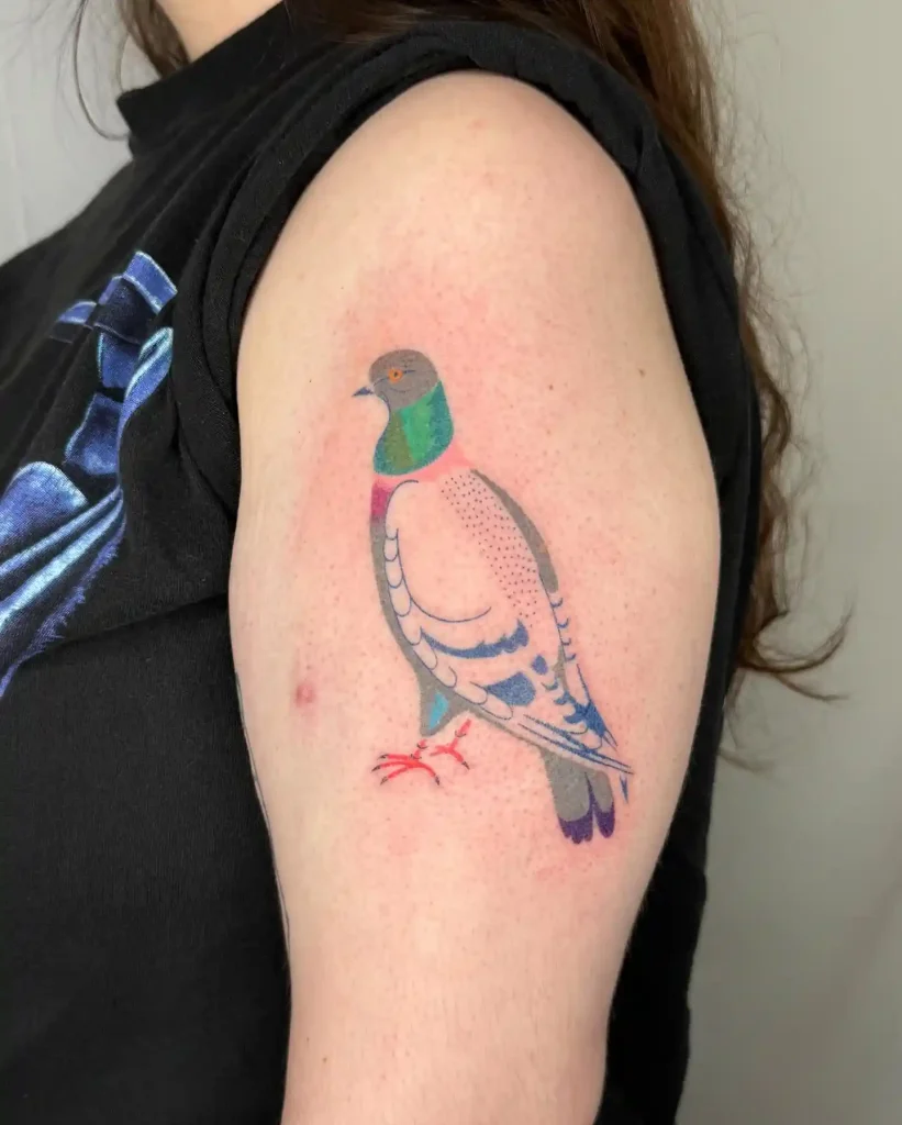 Prismatic Outlined Pigeon on Upper Arm