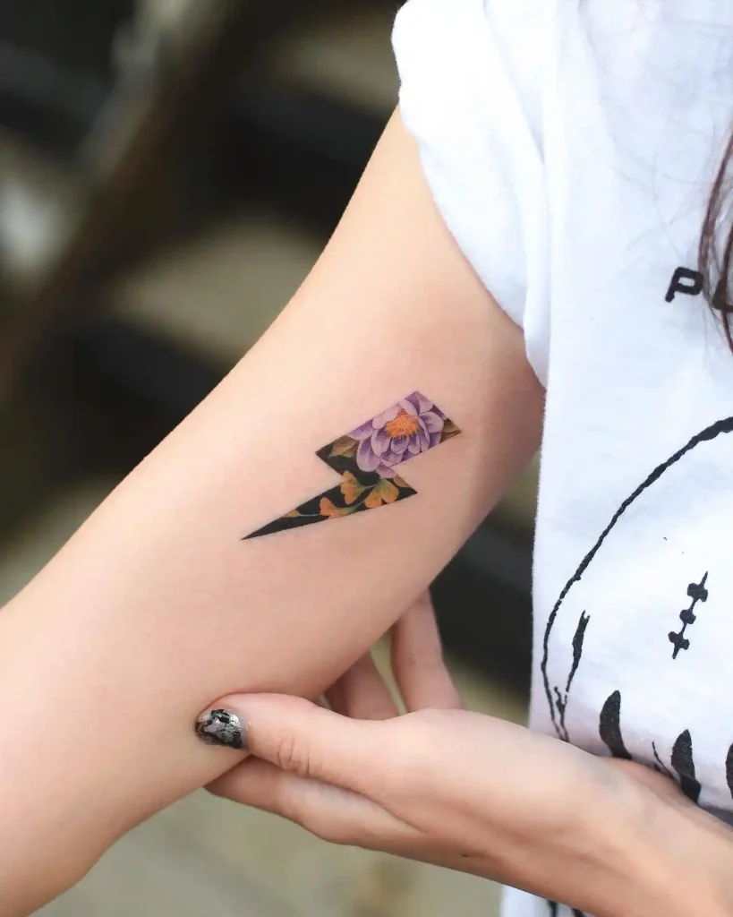 Purple Lotus Lightning Bolt on Forearm
