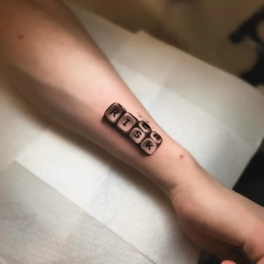 RISK Word Blocks on Inner Forearm